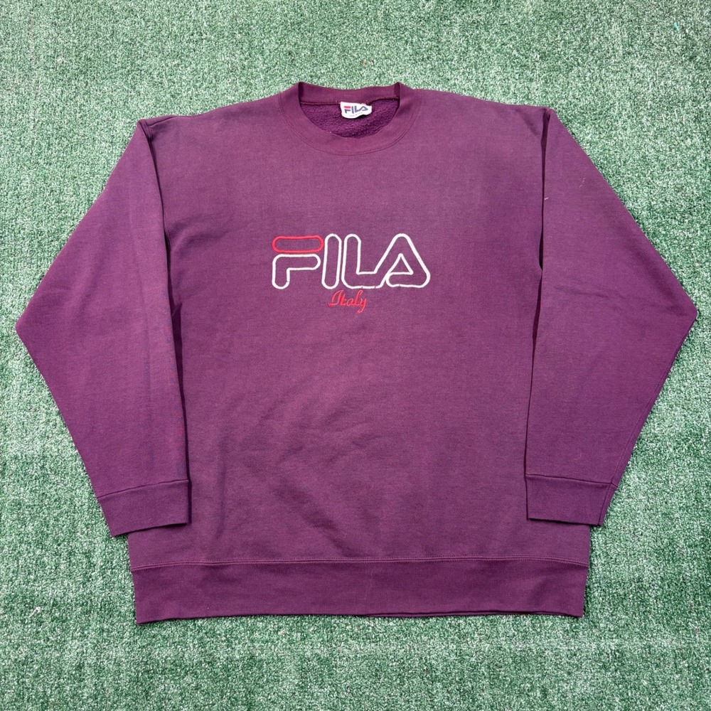Vintage 90s Fila Crewneck Sweatshirt Maroon Italy Made in USA
